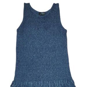 The Limited Blue Knit Tank Top Size S Sleeveless Fringe Hem Tassels